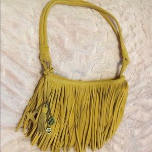 American Eagle Suede Fringe Shoulder Bag Gold